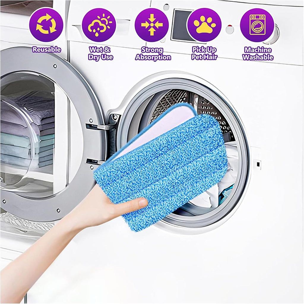 10 Pcs Reusable Mop Pads,16.5 Inch Microfiber Wet Dry Floor Clean Mop Pad Refill Compatible with