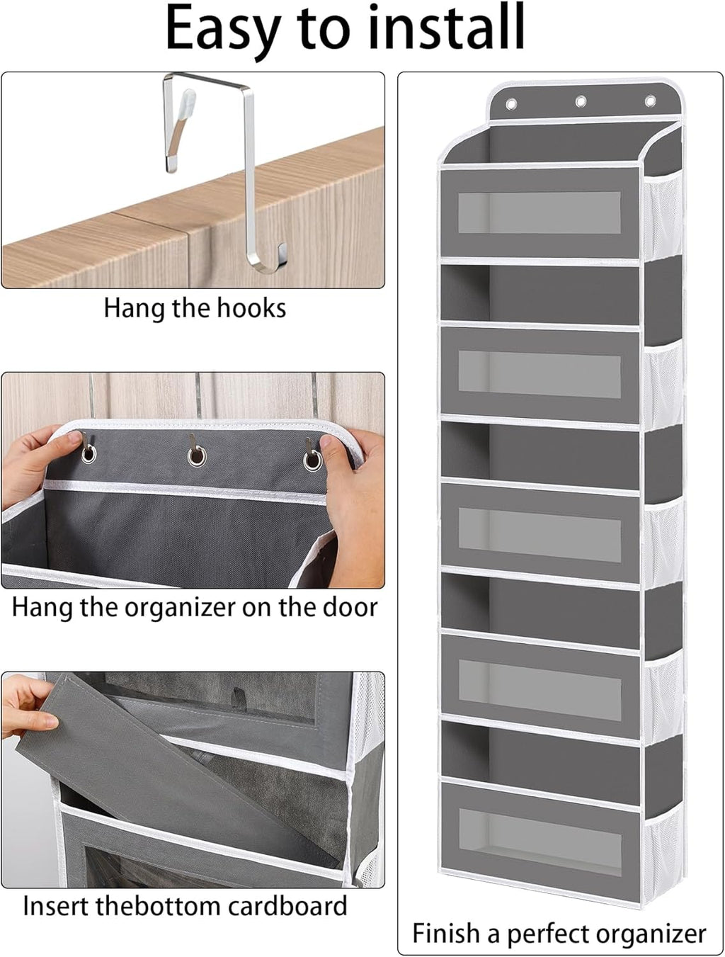 Over The Door Organizer, 5 Shelves Closet Door Hanging Storage and Organizer with 10 Mesh Pockets