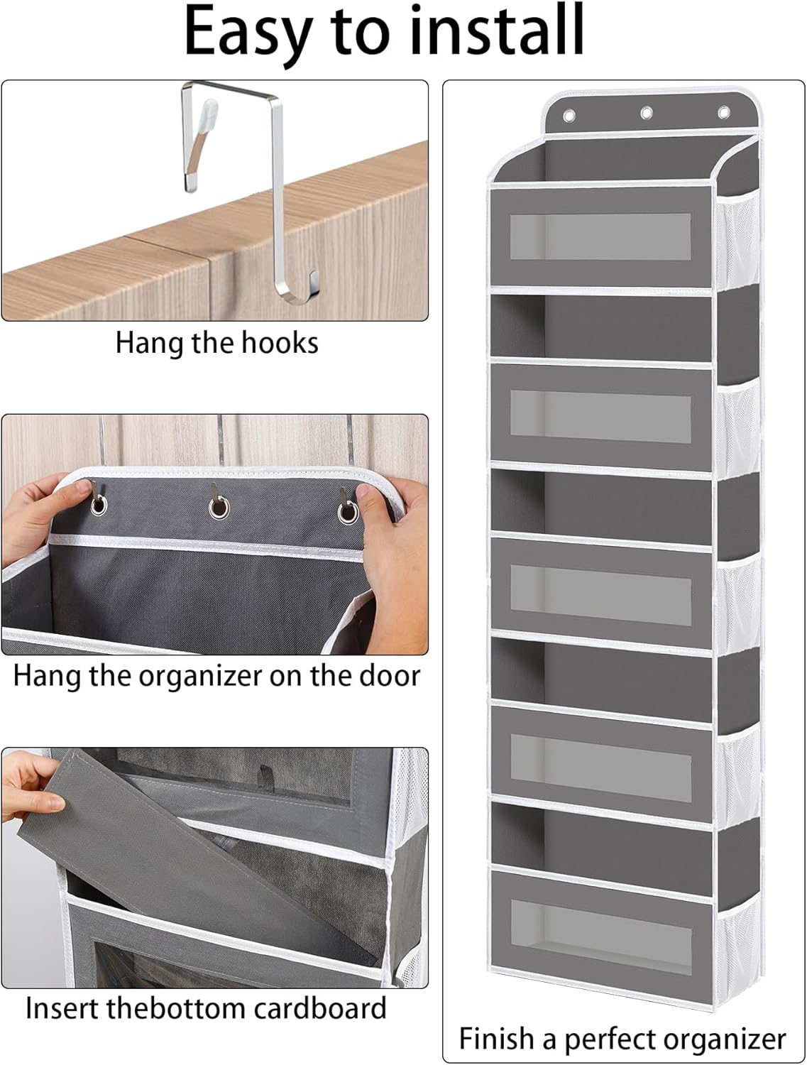 Over The Door Organizer, 5 Shelves Closet Door Hanging Storage and Organizer with 10 Mesh Pockets