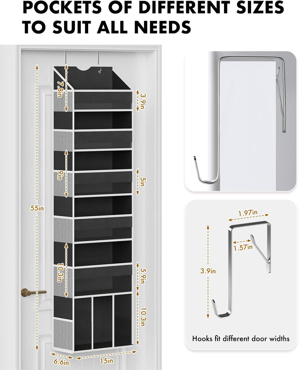 Over The Door Organizer Storage - 50lb Heavy Duty 6 Shelf Over Door Organizer Hanging Space Saving