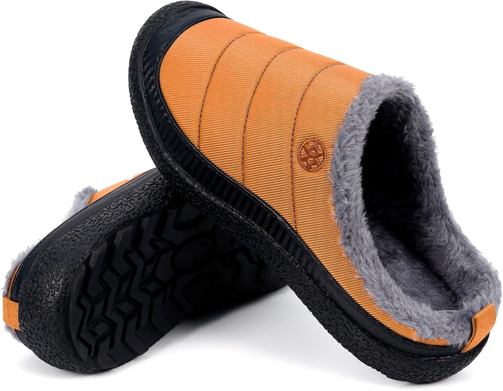 Womens Mens House Slippers Slip on Snow Winter Warm Fully Fur Lined Slippers Indoor Outdoor Shoes