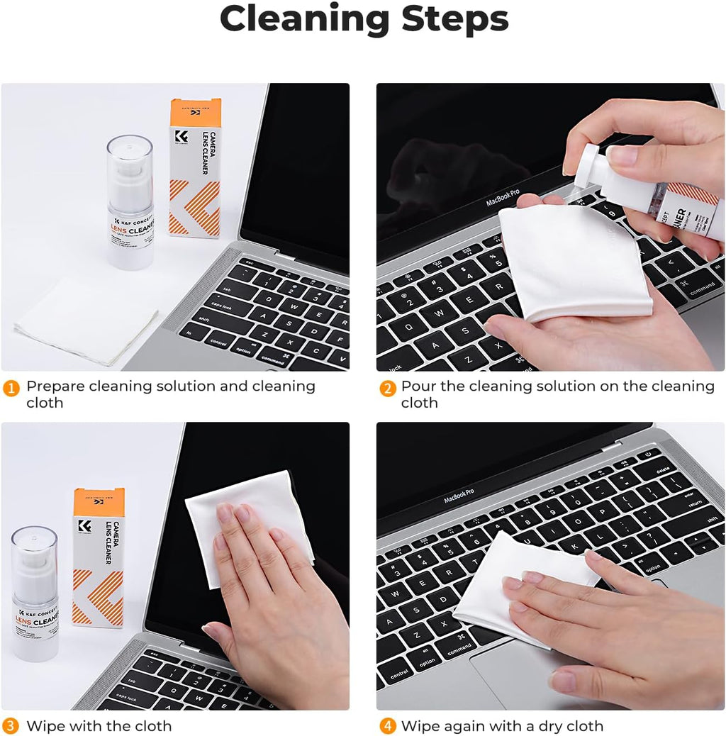 K&F CONCEPT Spray and Microfiber Lens Cleaner Care Kit, Non-Flammable Camera Lens Cleaner and