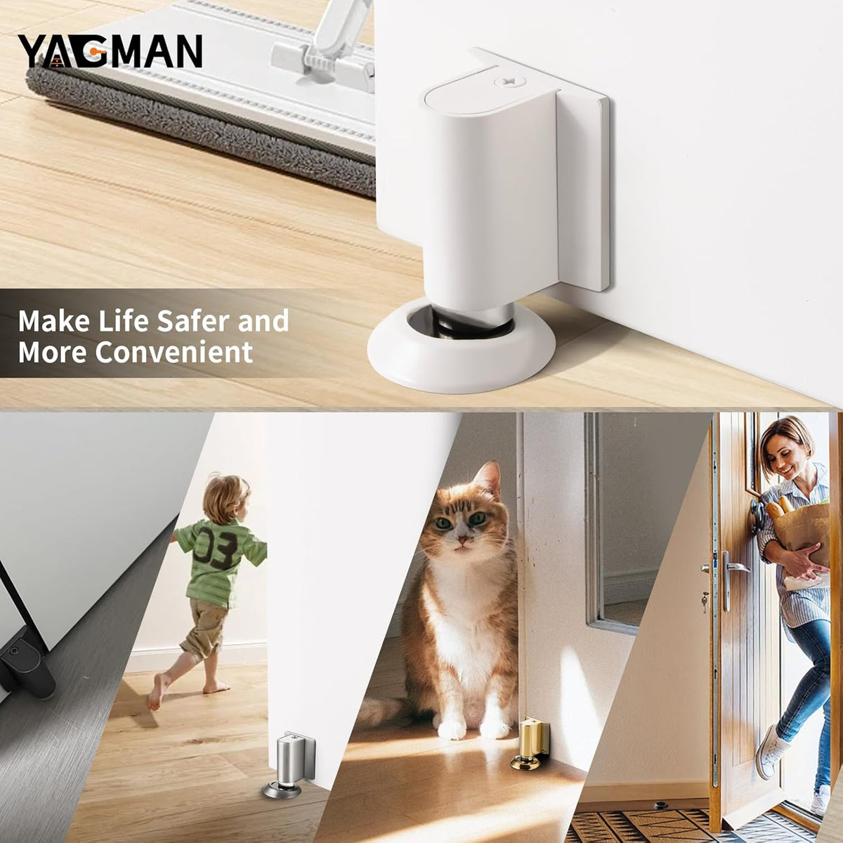 1 Pack Magnetic Door Stoppers Retractable Bottom of Door Holder No Drilling Mount Floor Door Stop