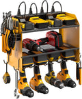 CCCEI Set Power Tool Organizer Wall Mount with Charging Station. Garage 4 Drill Storage Shelf with