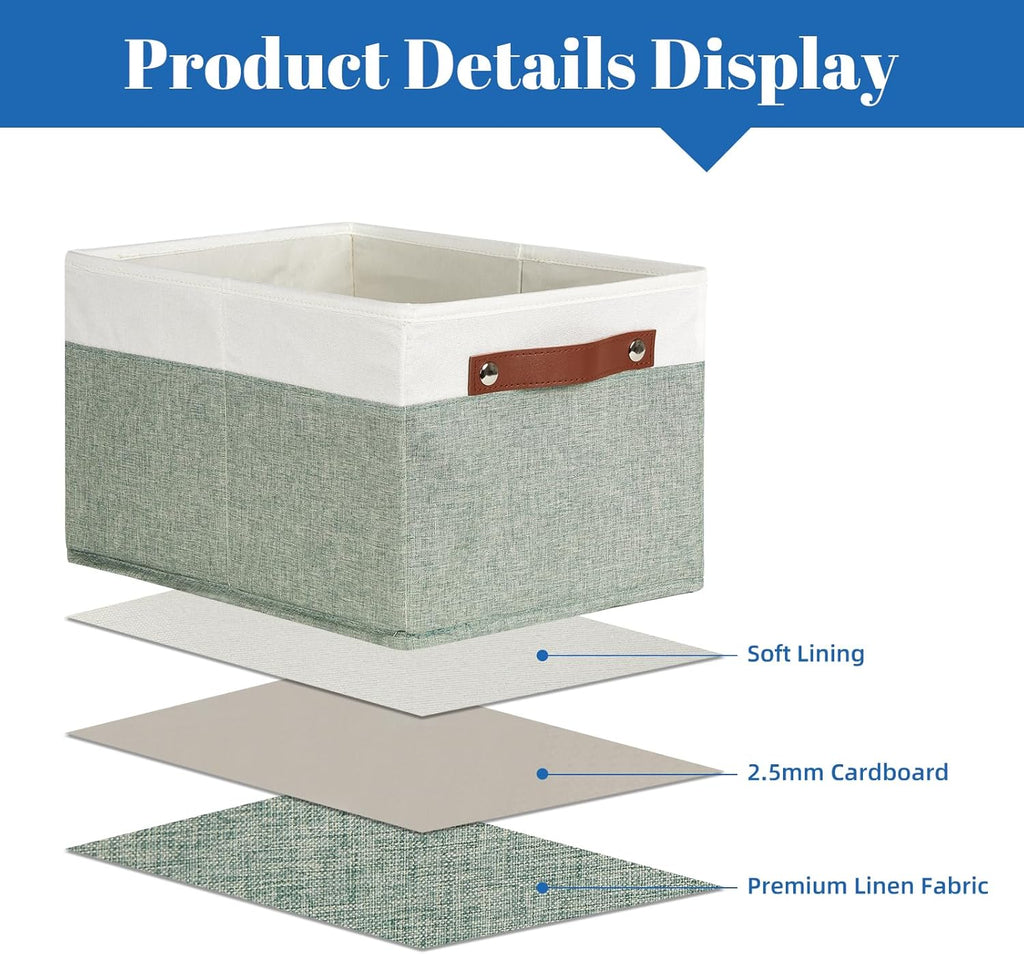 Temary Storage Bins Storage Baskets 4Pack Fabric Storage Bins for Shelves with Dual Leather Handles
