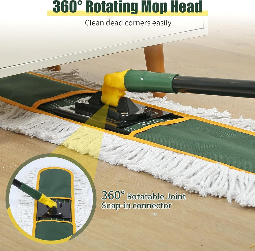 24" Commercial Dust Mop for Floor Cleaning, Heavy Duty Large Mop with Replacement Mops Pads