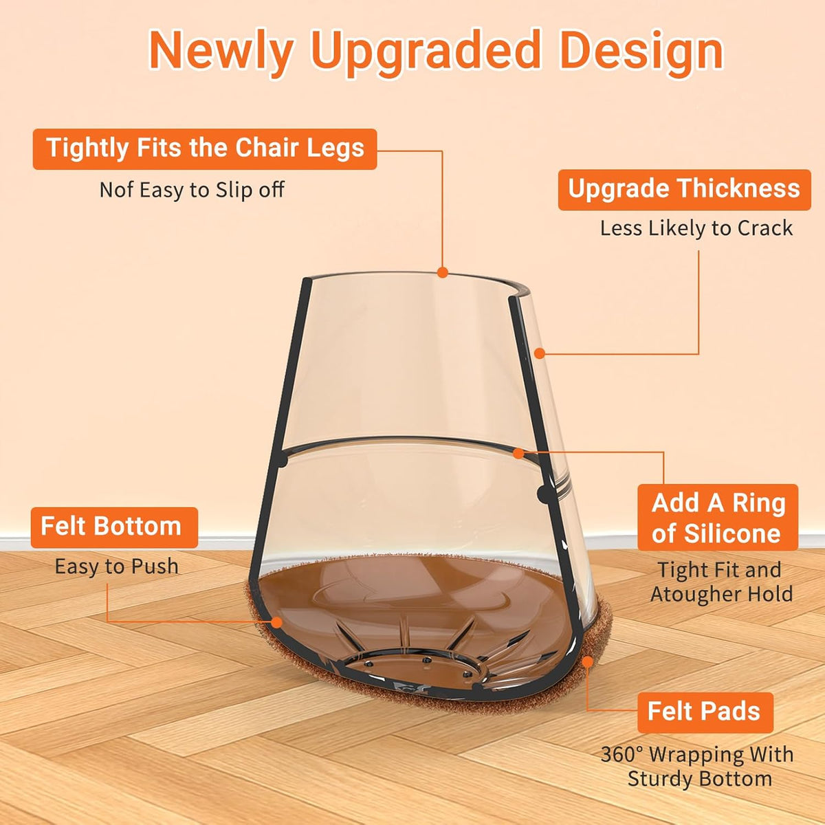Chair Leg Floor Protectors Medium 24Pcs,Silicone Chair Leg Protectors for Hardwood