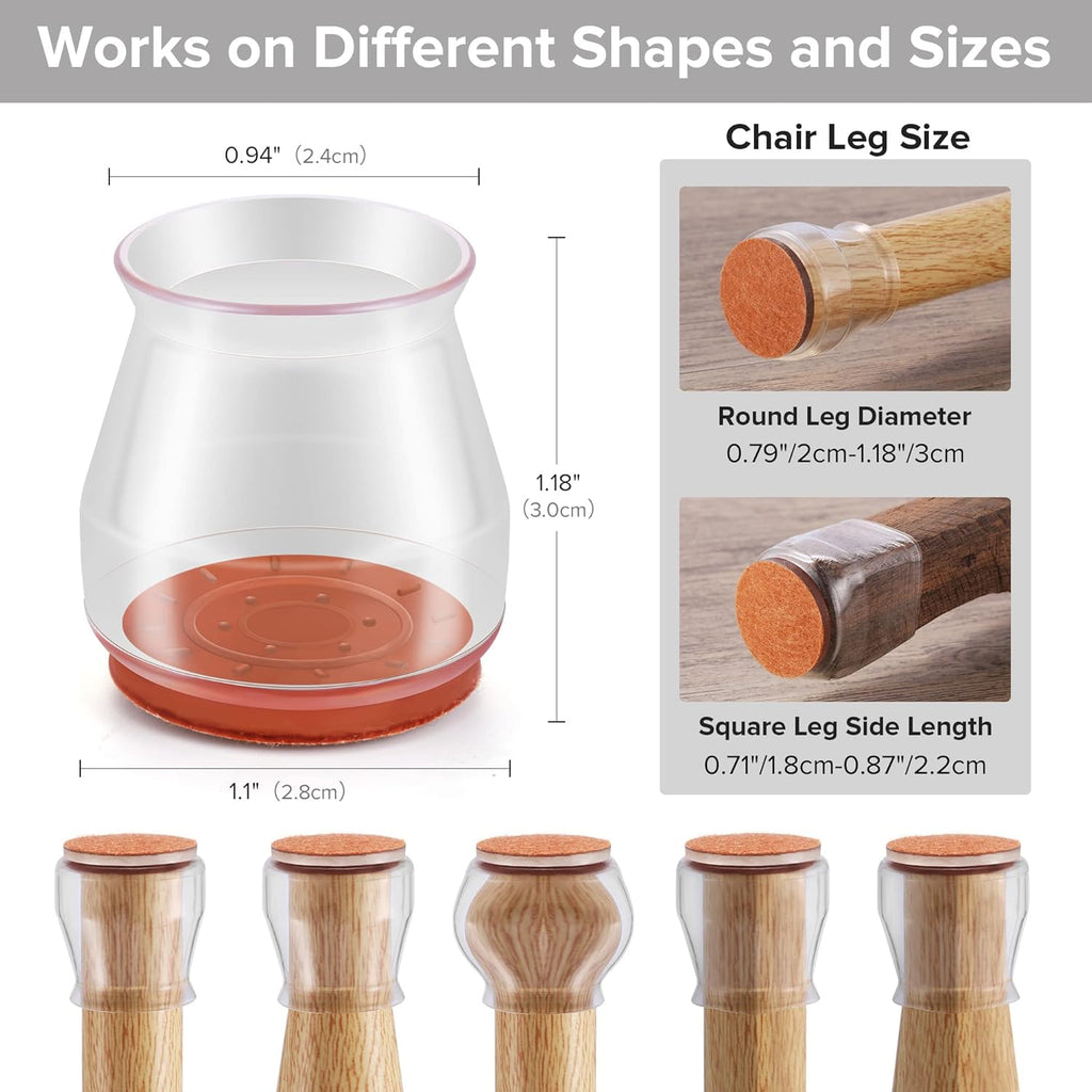 24PCS Upgraded Silicone Chair Leg Floor Protectors for Hardwood Floors, Furniture Sliders for Chair