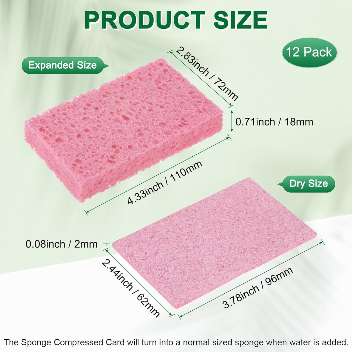 12-Pack Kitchen Sponges, Condense Eco Cellulose Non-Scratch Scrub Heavy Sponge for