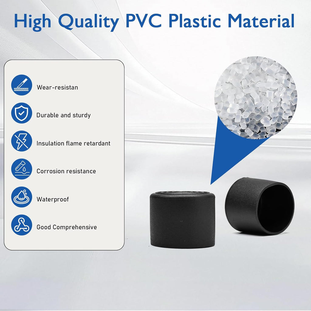 4 Pcs 1" Round Rubber Chair Leg Caps, PVC Table Leg Covers, Flexible & Anti-Slip Furniture Leg End
