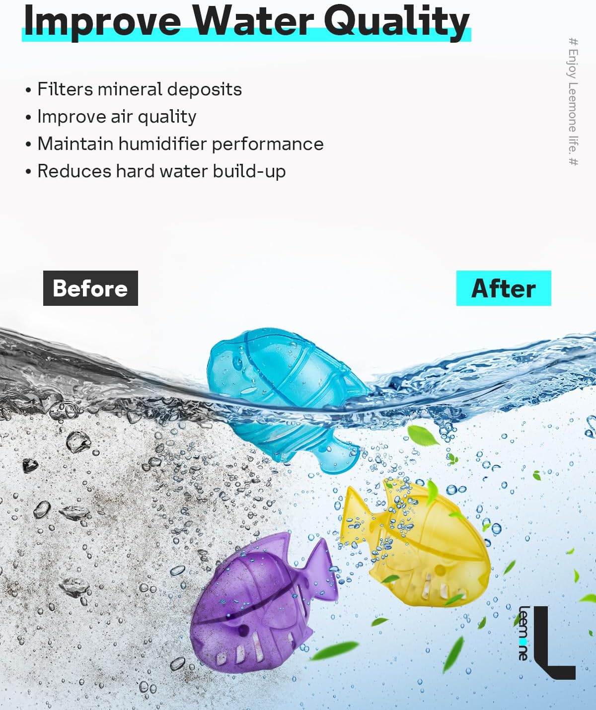 Leemone Humidifier Cleaning Fish for Humidifiers & Fish Tanks, 10 Pack Humidifier Cleaner, Purifies