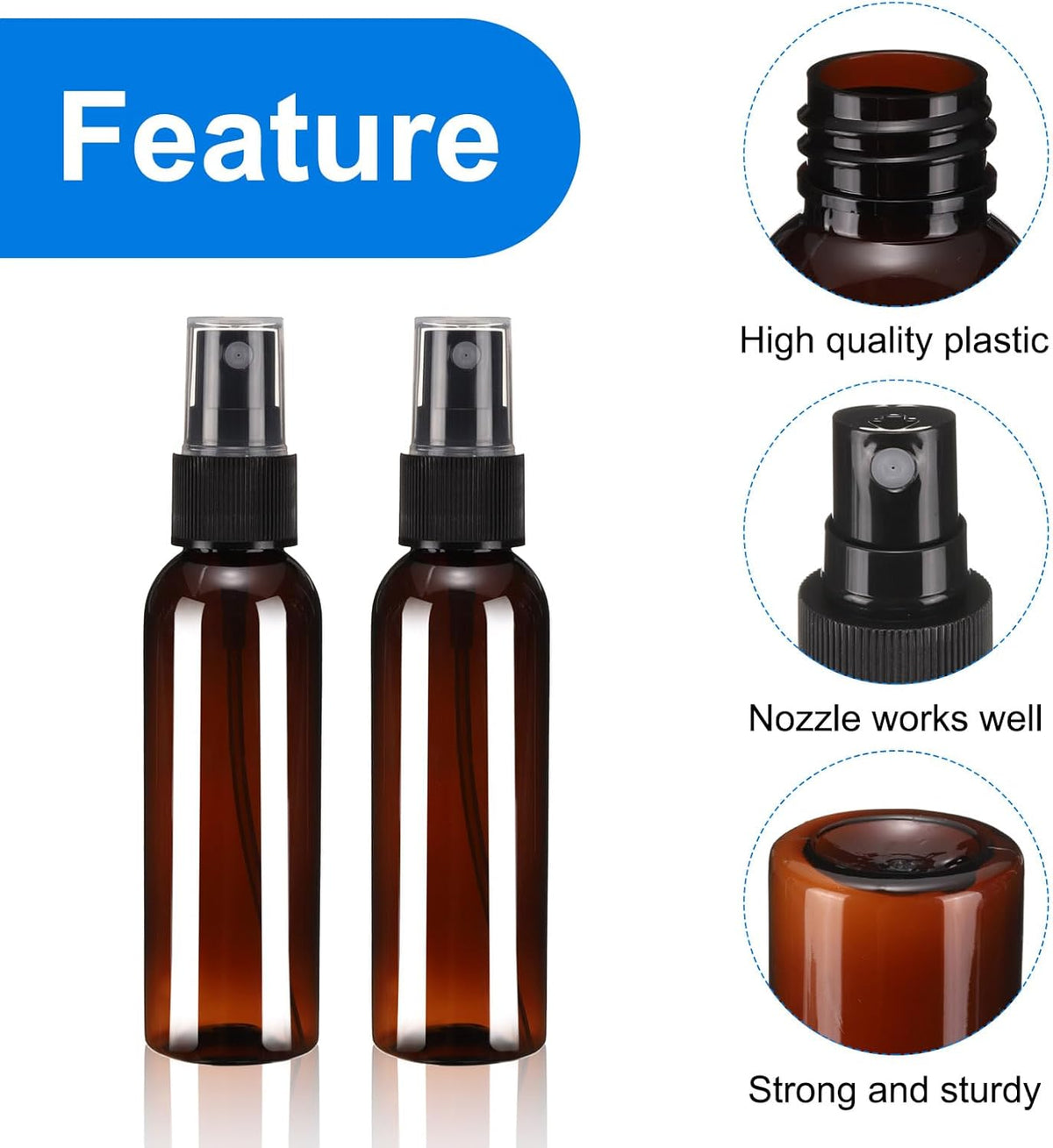 uxcell 100Pack Spray Bottles, 2Oz/60ML Reusable Clear Empty Mist Plastic Mini Travel Bottle