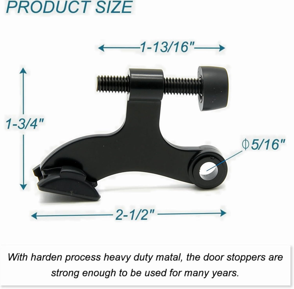 12 Pack Hinge Pin Black Door Stopper, Adjustable Heavy Duty Hinge Pin Door Stop with Black Rubber