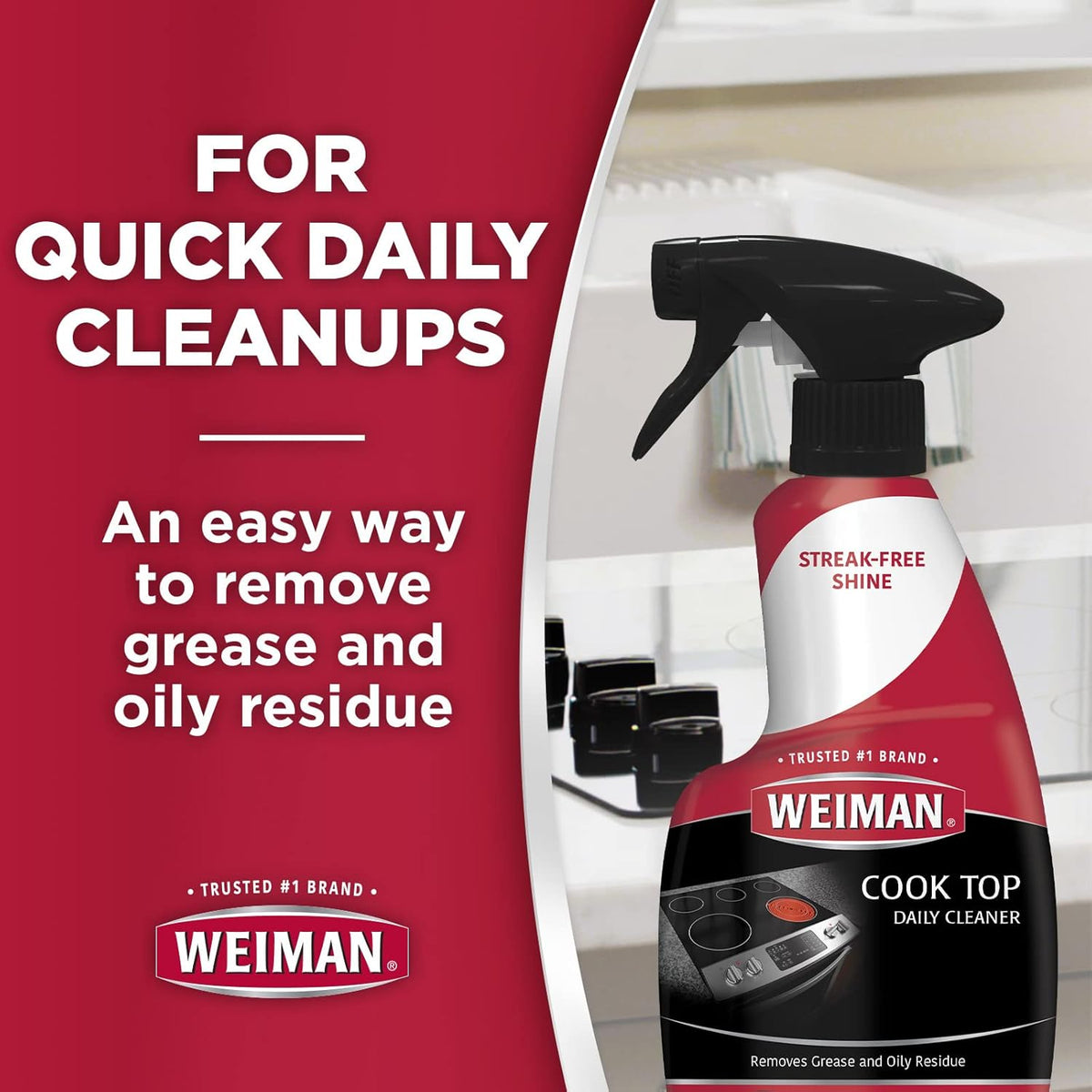 Weiman Ceramic and Glass Cooktop - 10 Ounce - Stove Top Daily Cleaner Kit - 12 Ounce - Glass