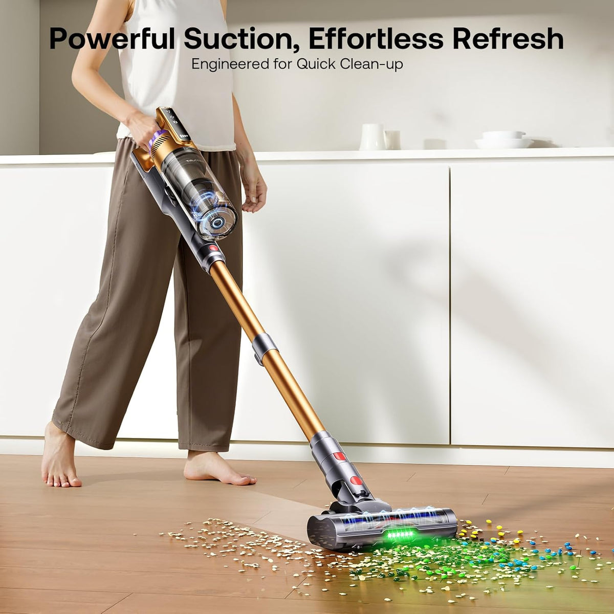 Trucozie Cordless Vacuum Cleaner with Self-Standing, 50 mins Runtime Lightweight Stick Vacuum with