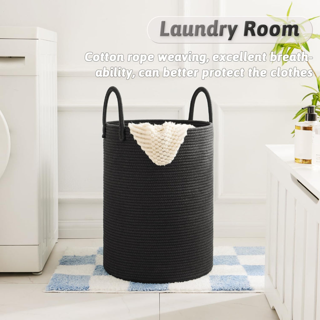 Laundry Basket,Woven Cotton Rope Laundry Hamper,100L for Decorative Storage of Dirty Clothes,Toys
