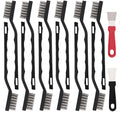 12 Pcs Mini Stainless Steel Wire Brush Set, Wire Scratch Brush with Curved Handle, Cleaning Weld