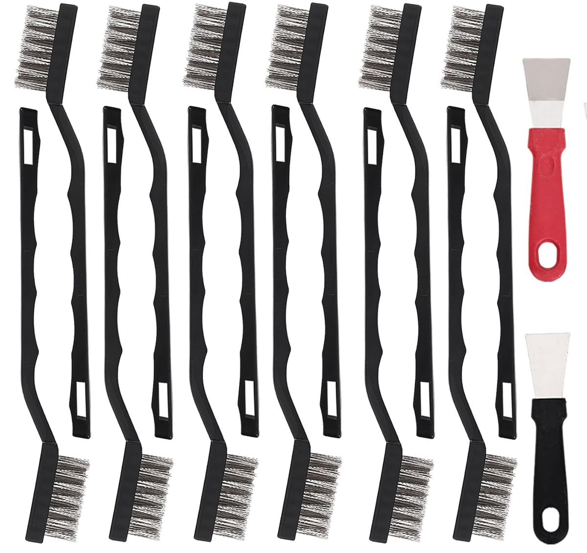 48 Pcs Mini Stainless Steel Wire Brush Set, Wire Scratch Brush with Curved Handle, Cleaning Weld