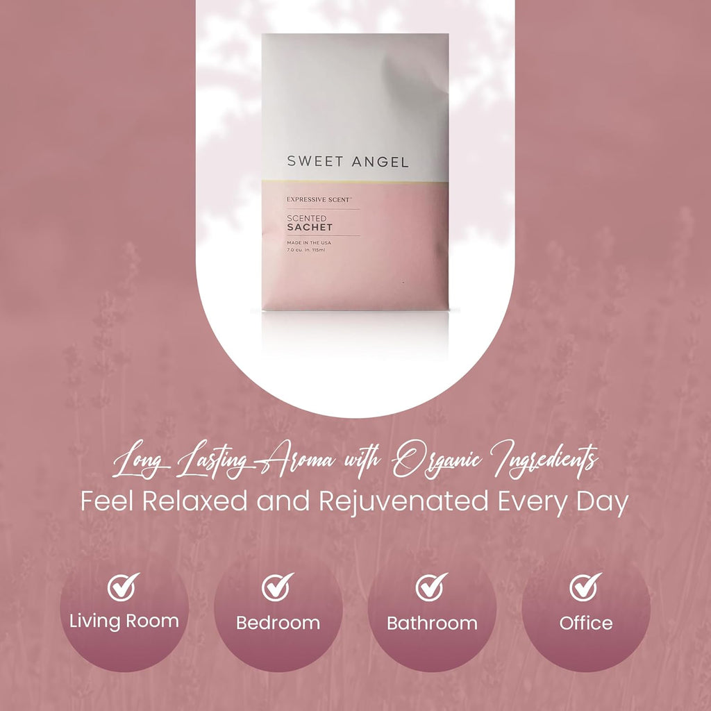 Expressive Scent 6 Pack Sachet (Sweet Angel) Long Lasting Home Fragrance for Drawers Dressers