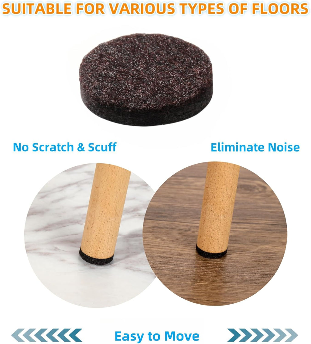 Felt Furniture Pads for Hardwood Floors 129 Piece, Furnigear Anti Scratches Felt Pads for Round