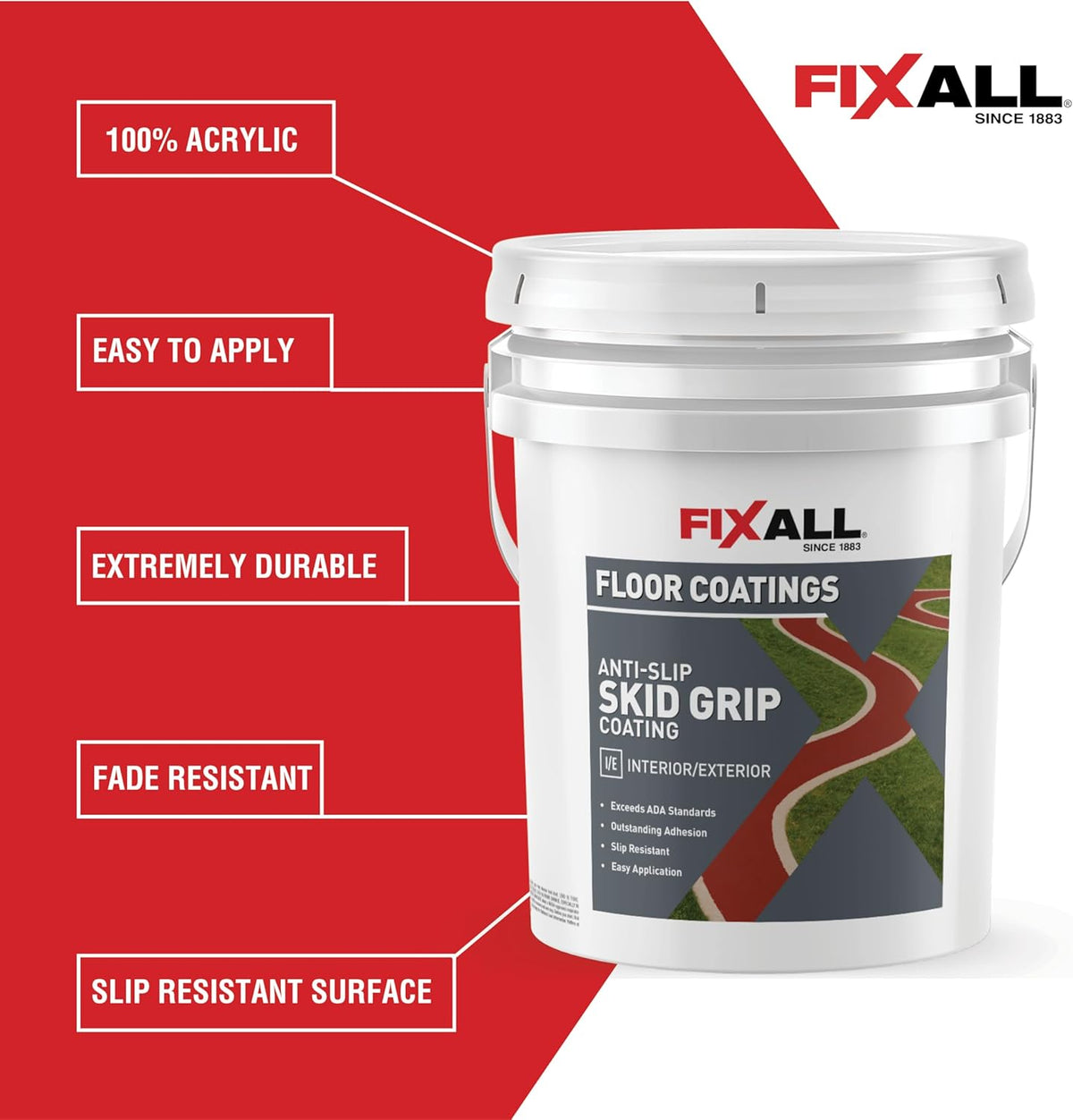FIXALL Skid Grip Anti-Slip Coating, 5 Gallons, Camel, Exceeds ADA Standards, Ideal for Safety