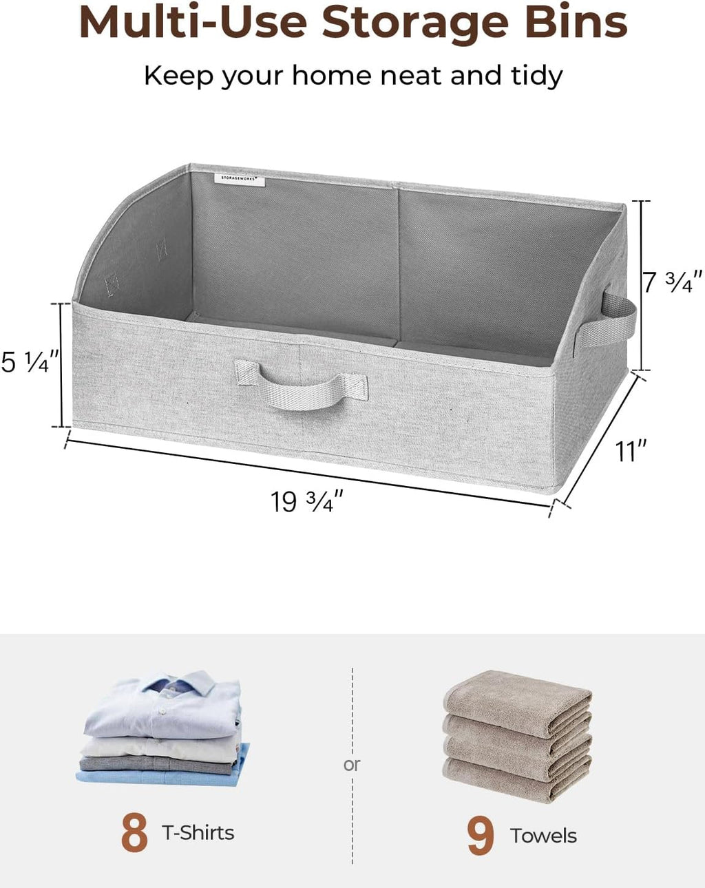 StorageWorks Closet Storage Bins, Trapezoid Organizer Box for Shelves, Fabric Clothes Bin, Foldable