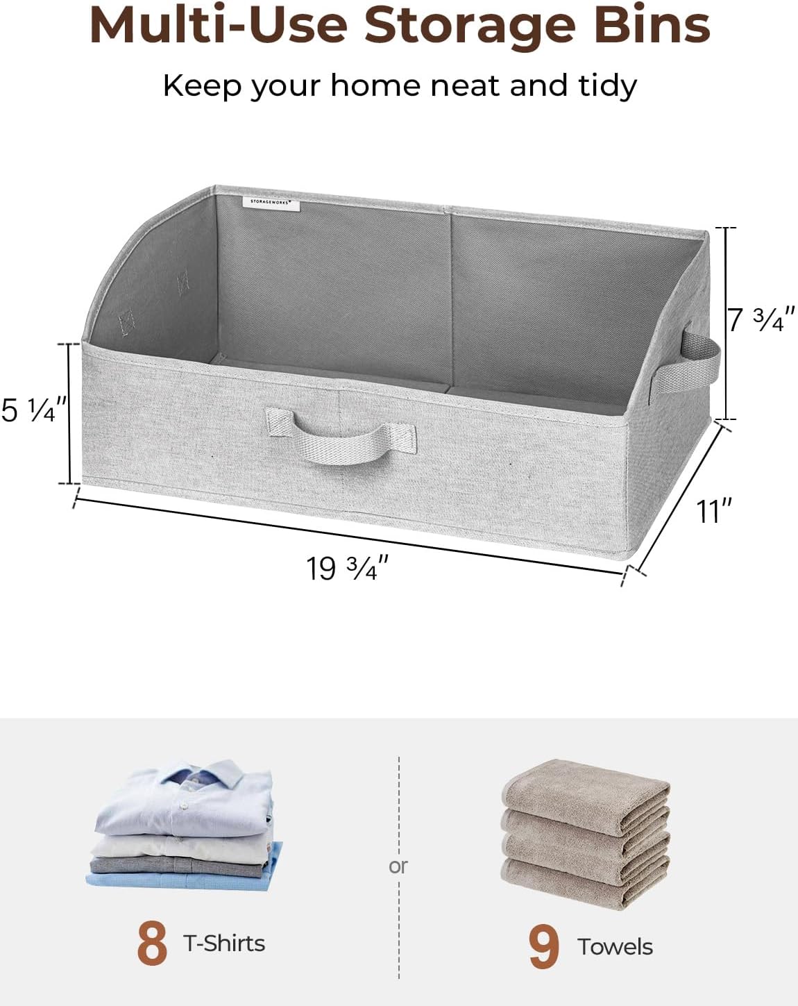 StorageWorks Closet Storage Bins, Trapezoid Organizer Box for Shelves, Fabric Clothes Bin, Foldable