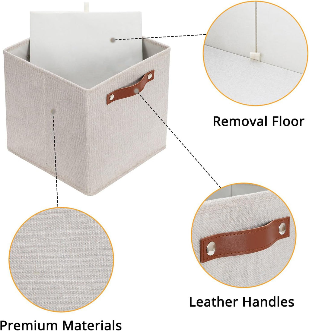 HNZIGE Foldable Storage Cubes Bins for Organizing, Set of 4, Fabric Cube Canvas Storage Bins 11