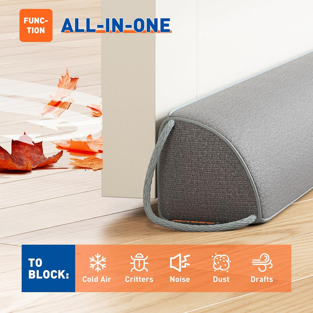 MAGZO Door Draft Stopper 32 Inches, Weighted Triangular Door Snake for Winter Noise Blocker with