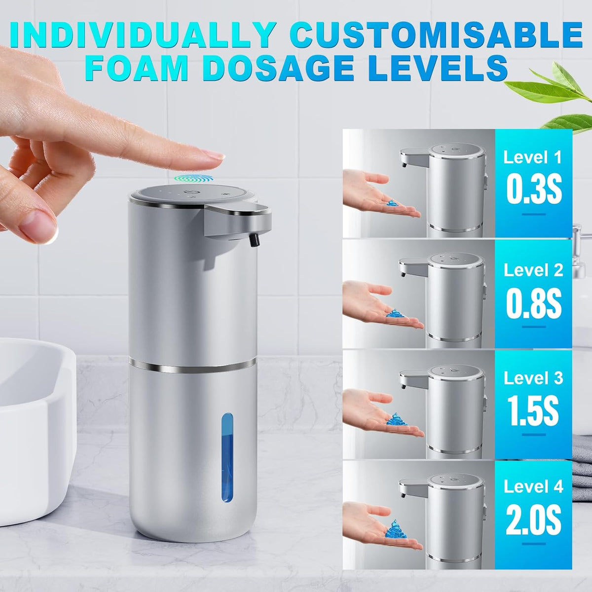 Automatic Liquid Soap Dispenser,380ml Wall Mount Touchless 4 Gear Adjustable Electric Liquid Soap