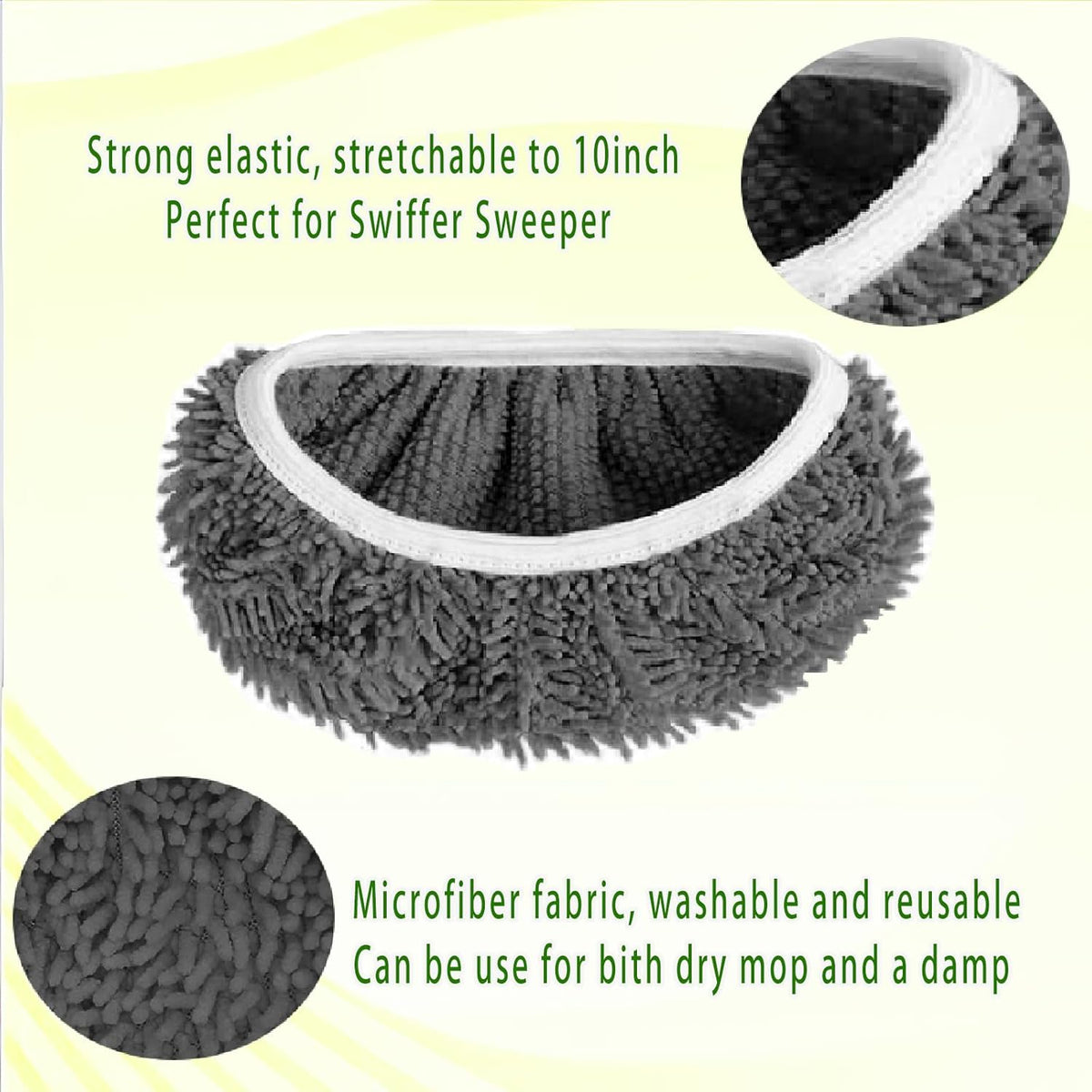 Reusable Microfiber Mop Pads Washable Wet Pads Compatible with Swiffer Sweeper Refills Pads for Wet