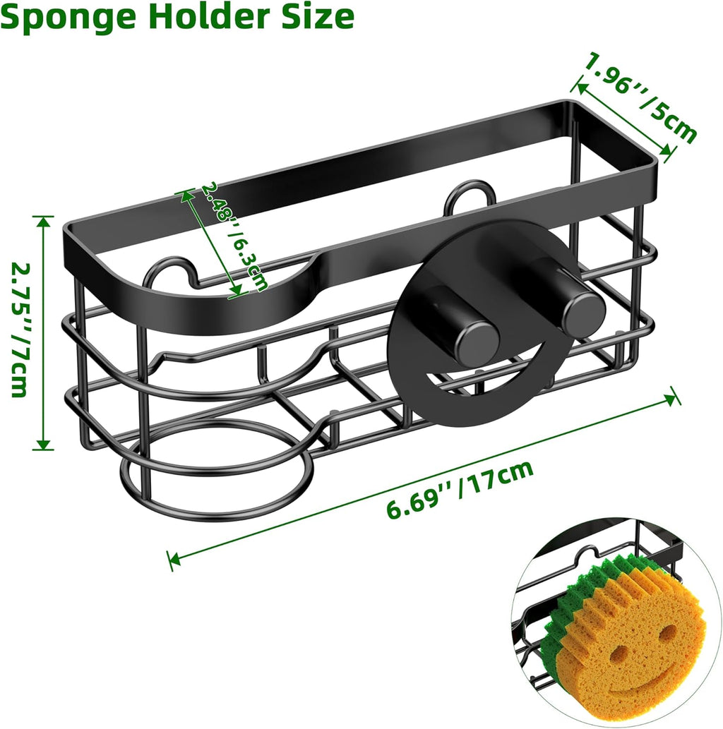 Cisily Smiley Sponge Holder for Kitchen Sink Caddy, Stainless Steel Movable Brush Holder Dish Cloth