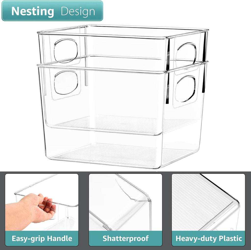 Sorbus 4 Pack Medium Clear Plastic Storage Bins, Clear Organizer Bins with Handle for Kitchen