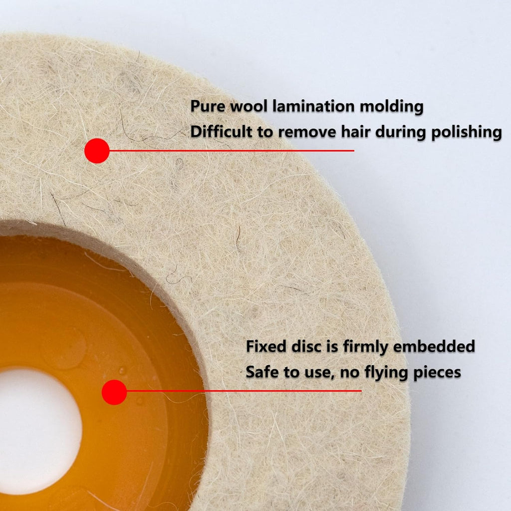 10 Pcs 4 Inch Wool Felt Polishing Wheel Disc,Wool Polishing Wheel Disc for 5/8" Arbor Angle