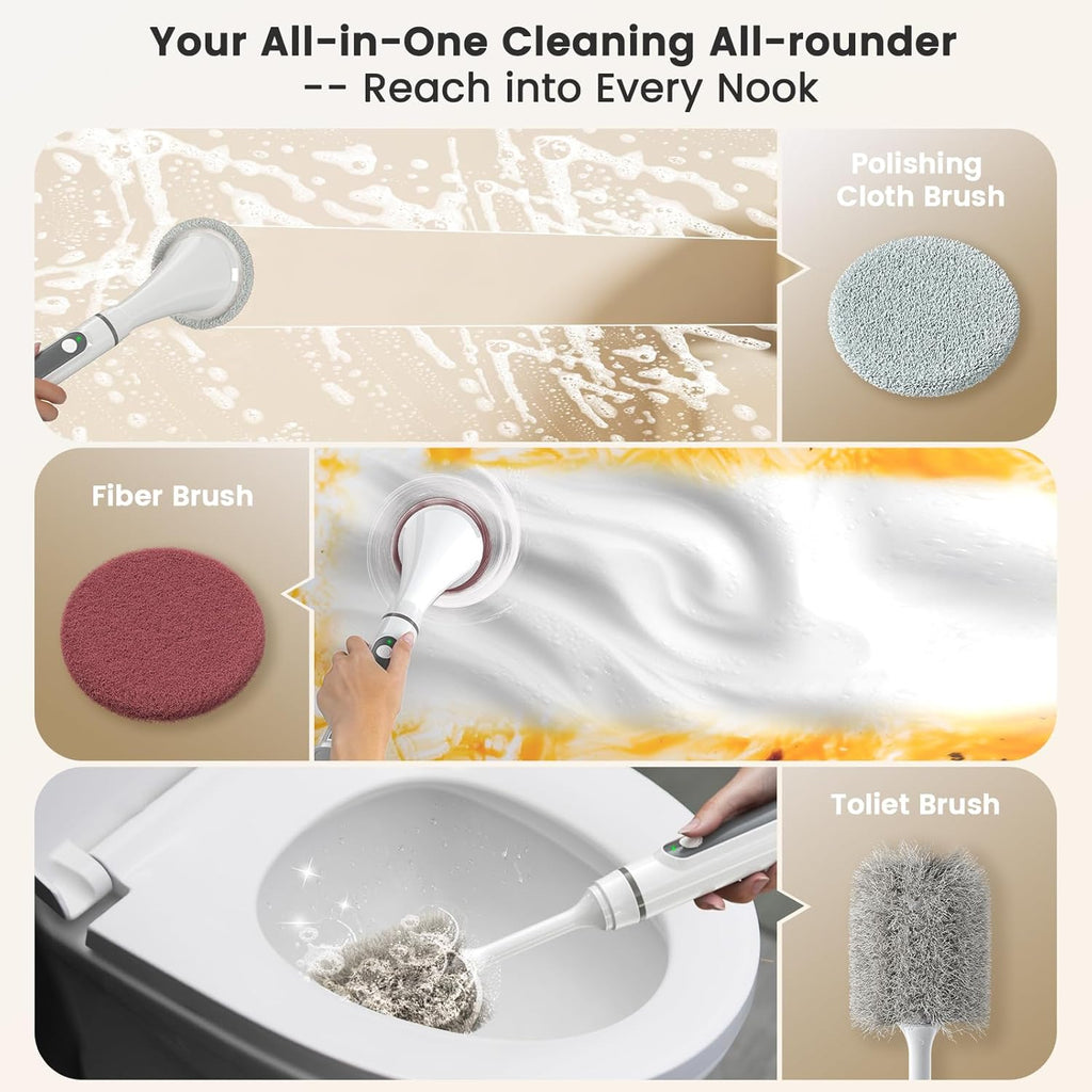 Electric Spin Scrubber Brush - Rechargeable Cordless Cleaning Brush with Full-Body IPX7 Waterproof