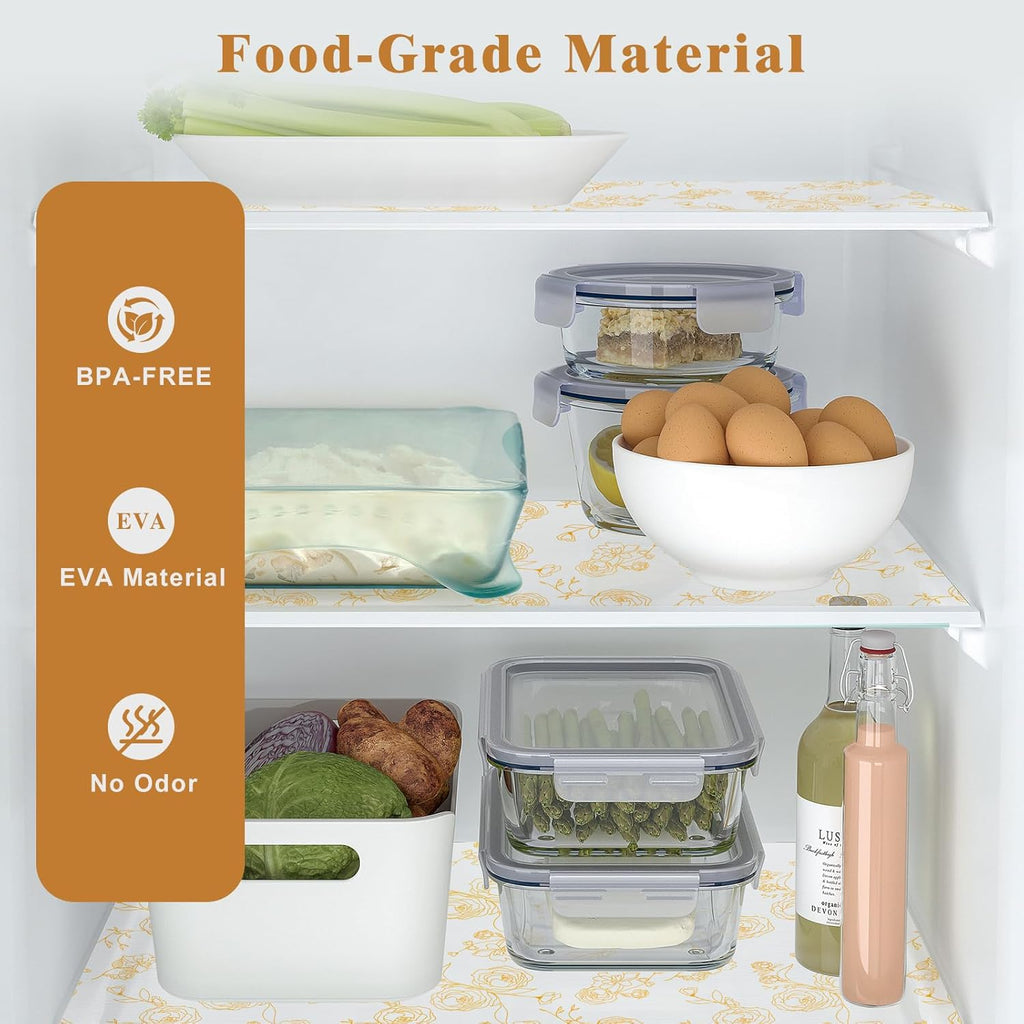 Shelf Cabinet Liner for Kitchen- Non Adhesive Drawer Liner Refrigerator Liner, Premium Waterproof