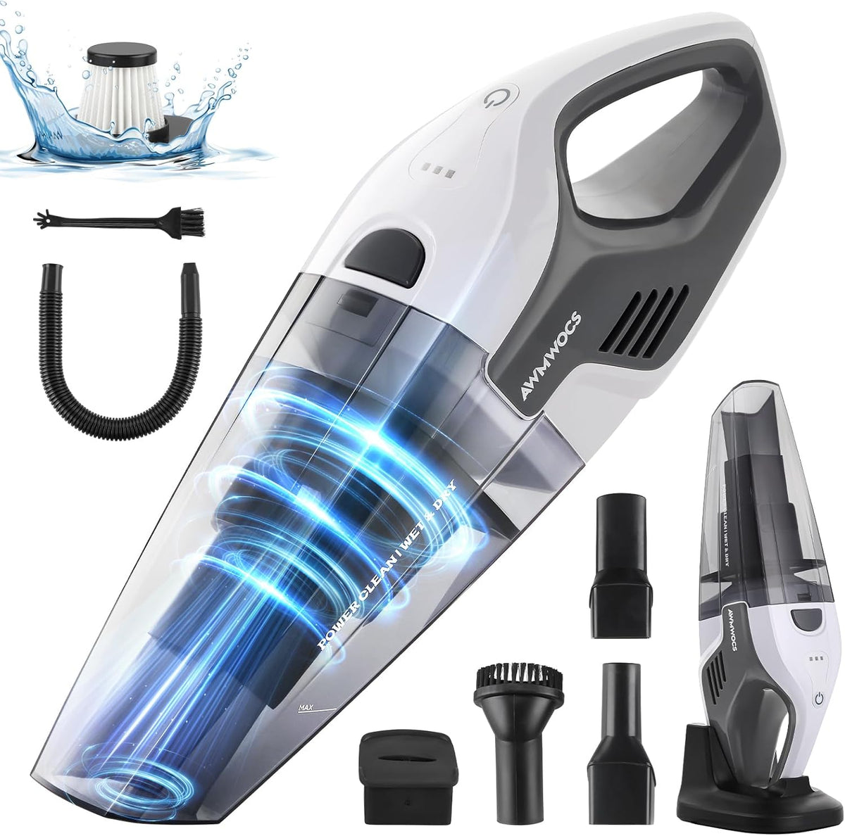 9700Pa Handheld Vacuum Cordless, 100W Portable Car Vacuum, Wet Dry Hand Held Vacuum, Lightweight