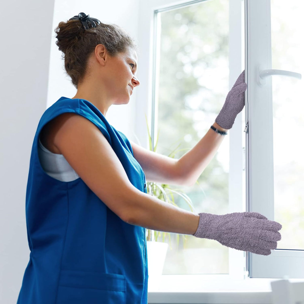 Patelai 3 Pairs Microfiber Plant Dusting Gloves Leaf Cleaning Gloves for Indoor Plants, Blinds