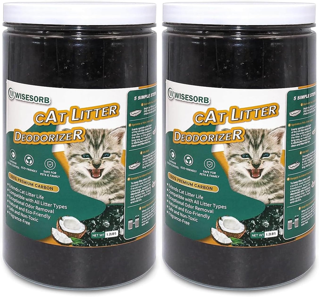 Cat Litter Deodorizer 2.4Lb Activated Carbon Litter Box Odor Eliminator Absorber Unscented Cat