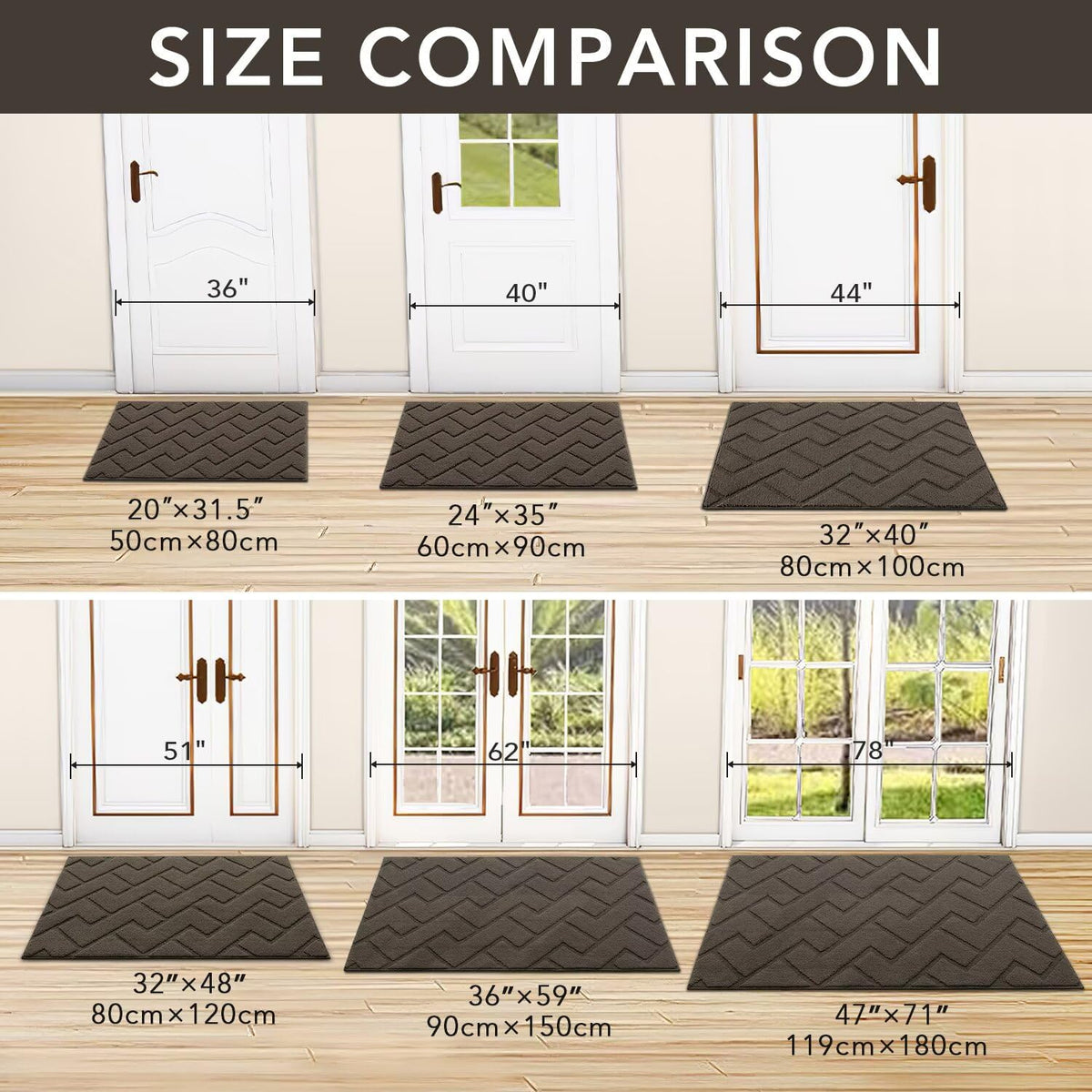 hicorfe Front Door Mat Outside Entrance,24"x35" Absorbent Muddy Dirt Resist Welcome Door Mats