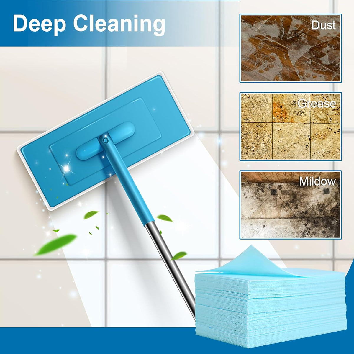 Eco Floor Cleaner Sheets, 60Pcs(Up to 120Load) Plastic Free Hardwood Cleaning Sheets Household