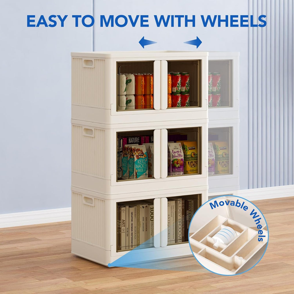 FLEXIMOUNTS 152 QT Stackable Storage Bins With Lids, Collapsible Plastic Storage Bins, Closet