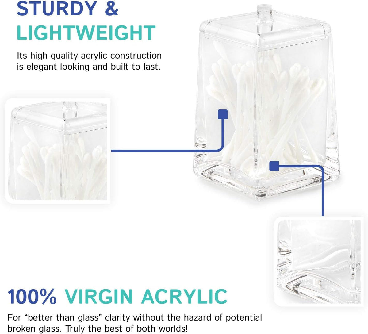 Huang Acrylic Square Tapered Accessory Set (Swab Box)