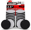24 PCS 2.5" Felt Furniture Movers Sliders for Hardwood Floors, Reusable Felt Furniture Moving Pads
