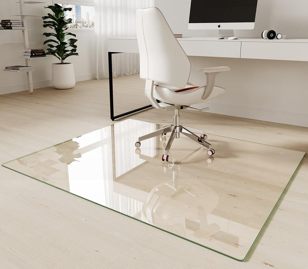 Koonmi Tempered Glass Chair Mat 46"x55" - Premium Office Chair Mat for Hardwood Floors & Low-Pile