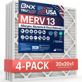 BNX TruFilter 20x20x1 MERV 13 (4-Pack) AC Furnace Air Filter - MADE IN USA - Electrostatic Pleated