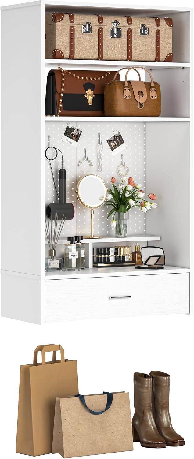 Unikito 24 inch Closet System with Drawers and Magnetic Pegboard, Wall Mounted Closet Organizer