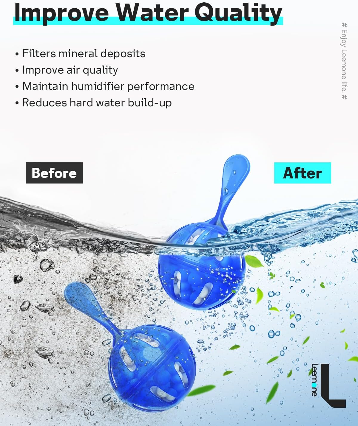 Leemone Humidifier Cleaner 6 Pack, Demineralization Cleaning Ball, Works in All humidifiers and