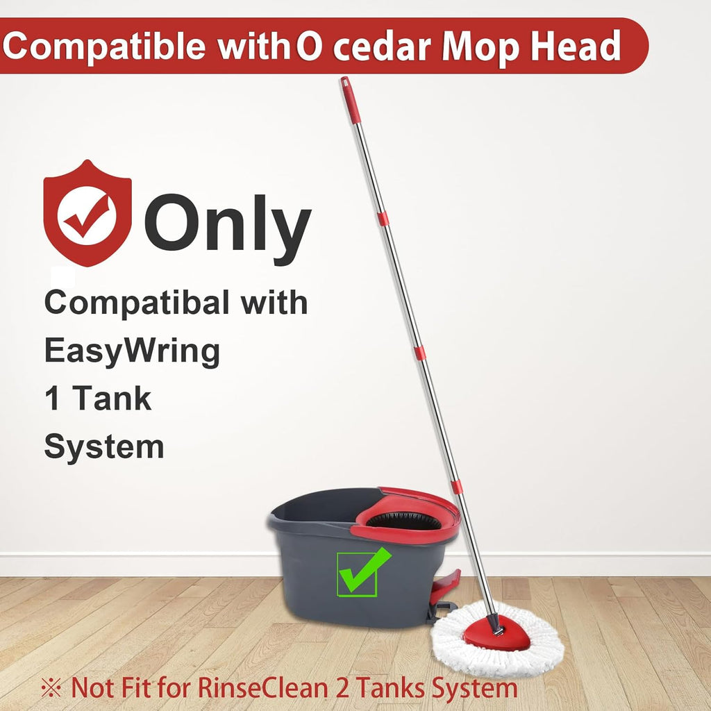 2 Spin Mop Head Replacement, 1 Base, 1 Mop Handle (30-58in) Combo Mops Set Compatible with OCedar