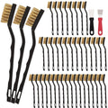 40 Pcs Mini Wire Brush Brass Brush Set, Curved Handle Masonry Brush Wire Brush for Cleaning Welding